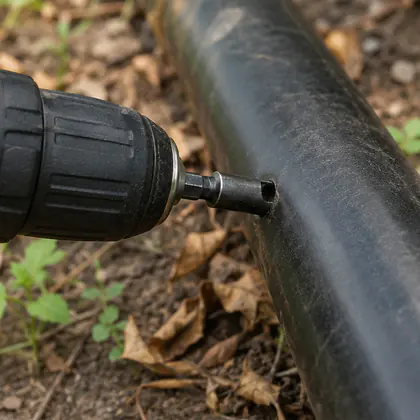 Broca para Chula de Irrigação 16 mm instalado em um sistema de irrigação
