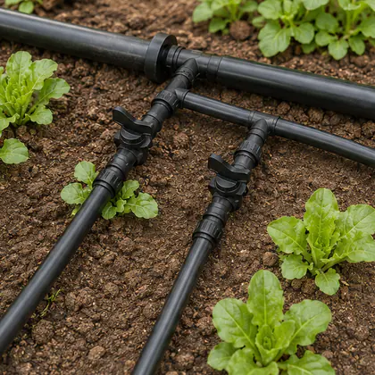 Kit de Expansão para Irrigação 16 mm instalado em um sistema de irrigação