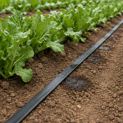 Fita Gotejadora 16 mm 30 cm — 1.000 m instalado em um sistema de irrigação