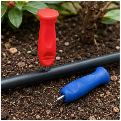 Furador para Irrigação 3 e 4 mm instalado em um sistema de irrigação