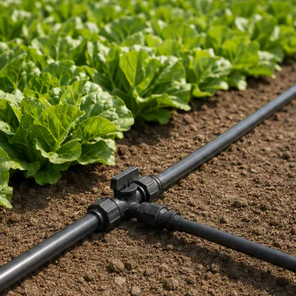 Kit de Instalação para Irrigação 16 mm instalado em um sistema de irrigação