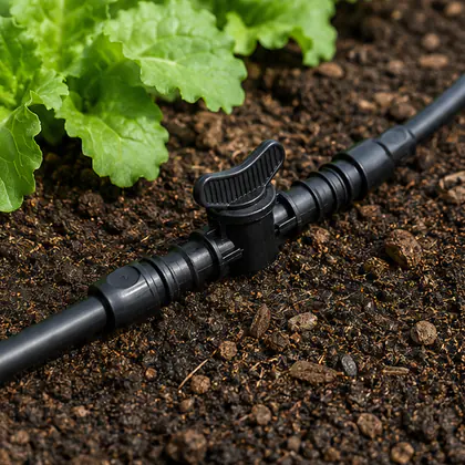 Kit de Reparo para Irrigação 16 mm instalado em um sistema de irrigação