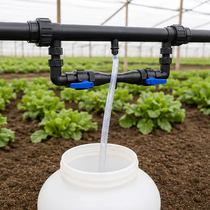 Kit Bypass Venturi 3/4 para Fertirrigação instalado em um sistema de irrigação