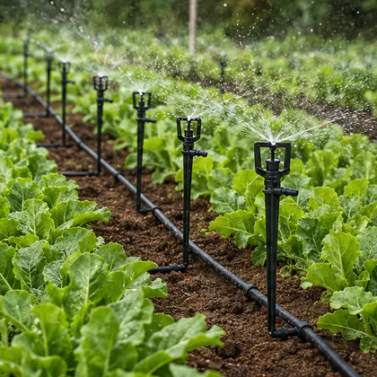 Kit de Microaspersão com 50 Unidades instalado em um sistema de irrigação